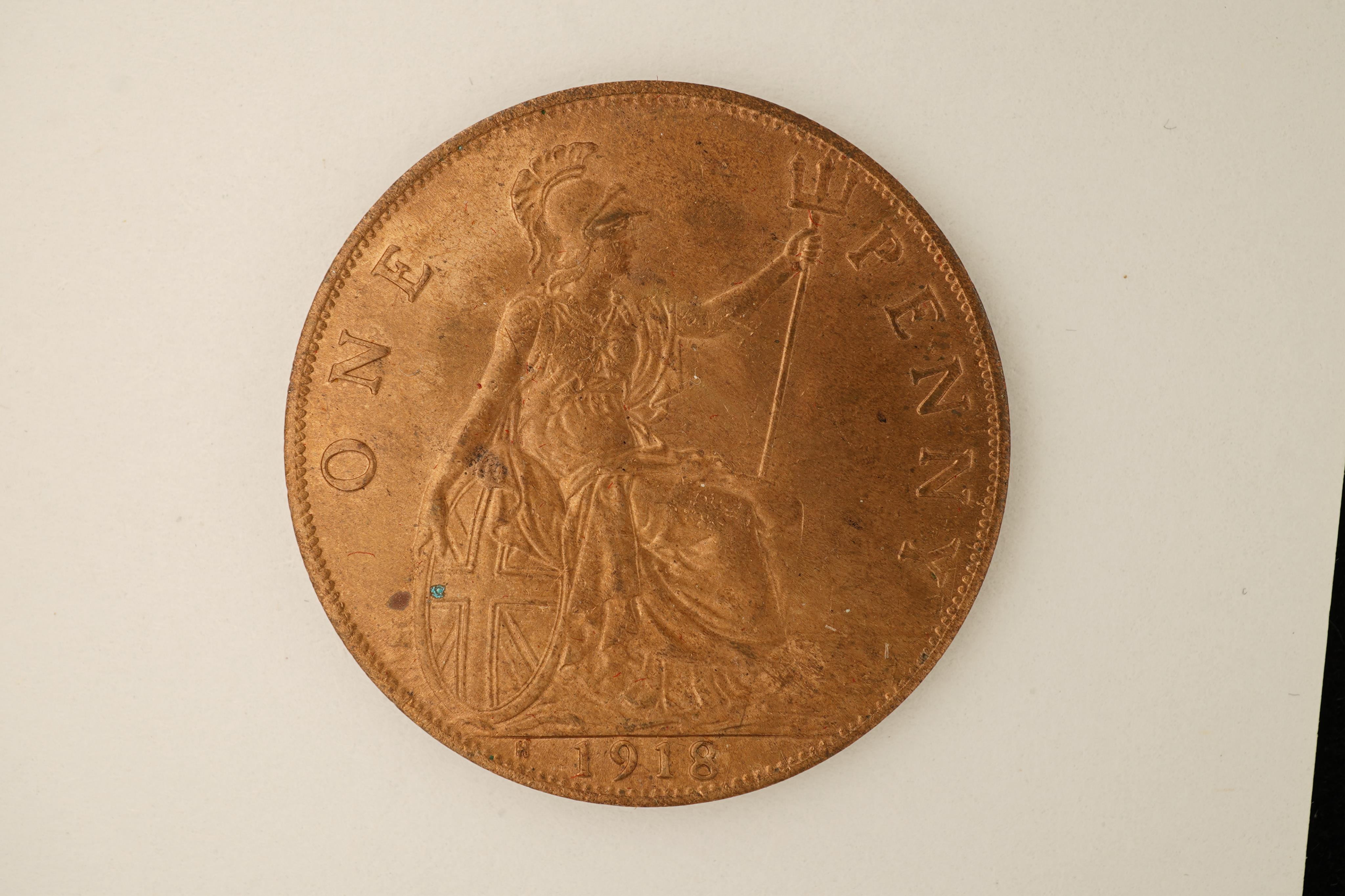 John Hill Collection., British coins, George V, two bronze pennies;, 1912 H, Heaton mint, Fr. 173, Gouby dies A/a, EF, lustre, 1918 H, Heaton mint, Fr. 183, Gouby dies B/b, EF, lustre.